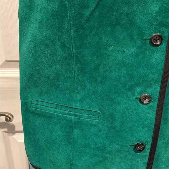 Diane VonFurstenberg vintage color authority green leather front vest Large - Picture 3 of 5